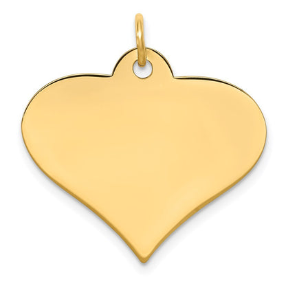 14k Yellow Gold Plain .018 Gauge Engraveable Heart Disc Charm Pendant for Women