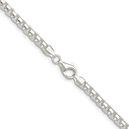 Sterling Silver Rhodium-plated Polished 4mm Round Box Chain Necklace