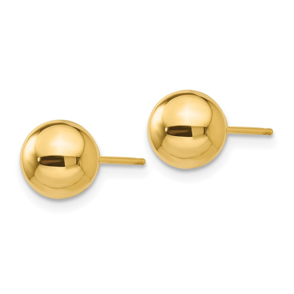 14k Yellow Gold Polished 7mm Ball Stud Earrings Gift for Women