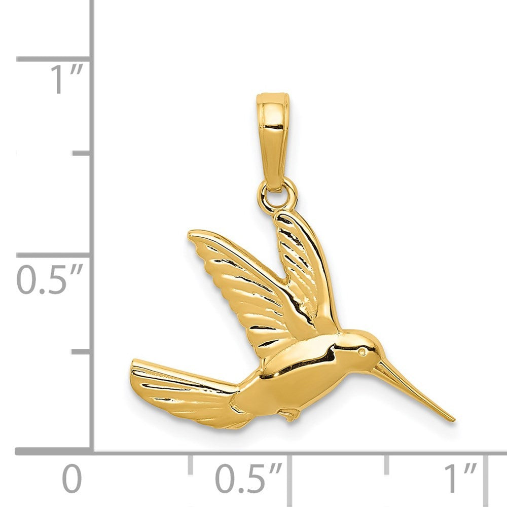 14k Yellow Gold Hummingbird in Flight Pendant