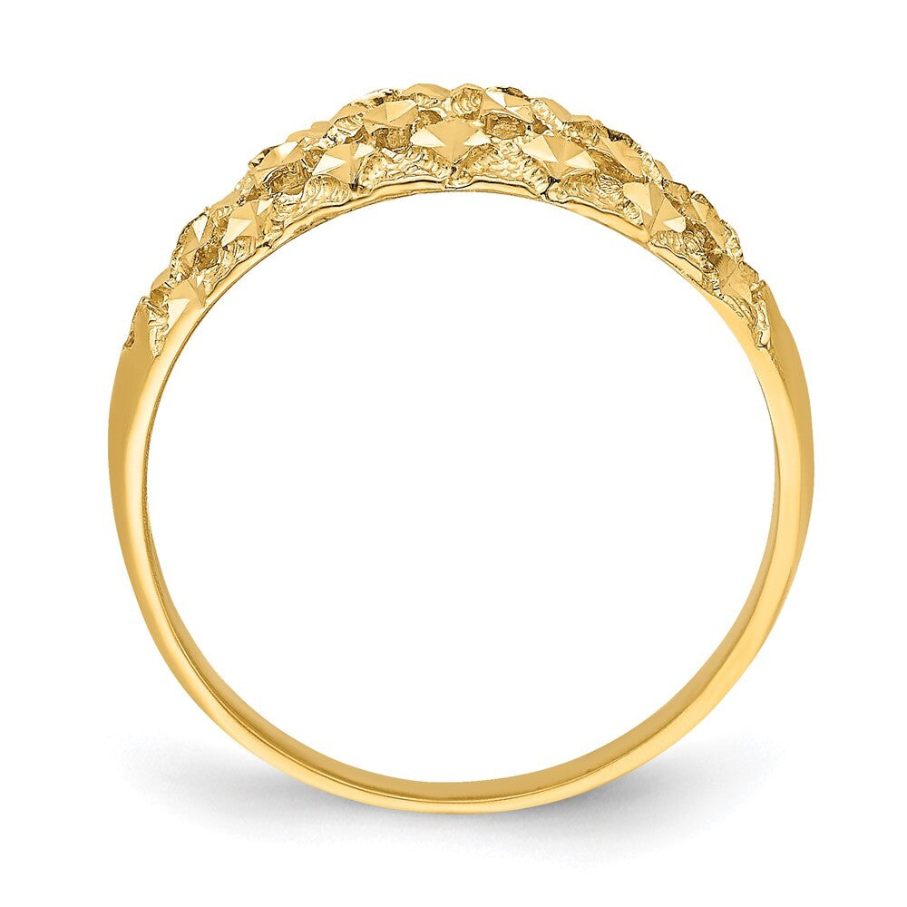 14K Yellow Gold Diamond-cut Mini Diamond Pattern Dome Ring