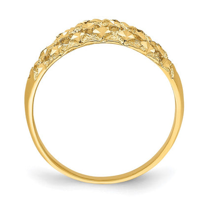 14K Yellow Gold Diamond-cut Mini Diamond Pattern Dome Ring
