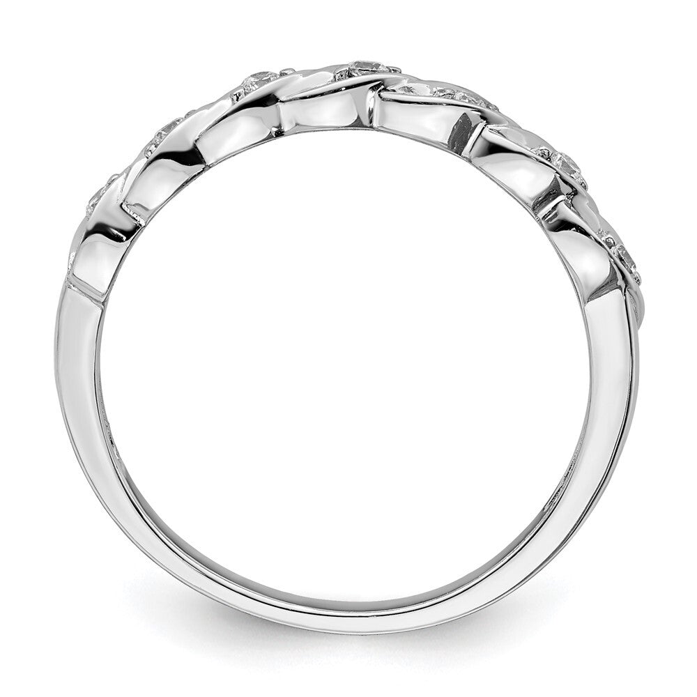 Sterling Silver RH Polished CZ Twisted Ring Size 7