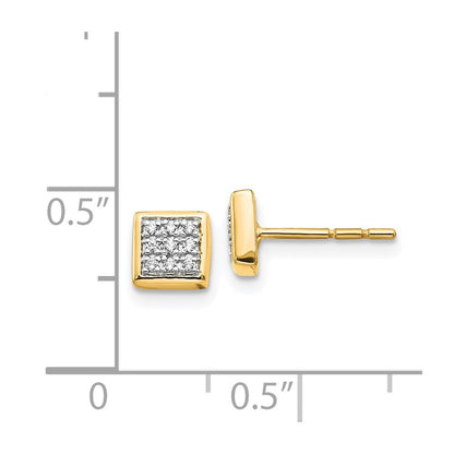 14k Yellow Gold Diamond Stud Earrings