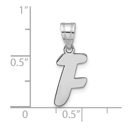 14k White Gold Polished Script Letter F Initial Pendant for Women