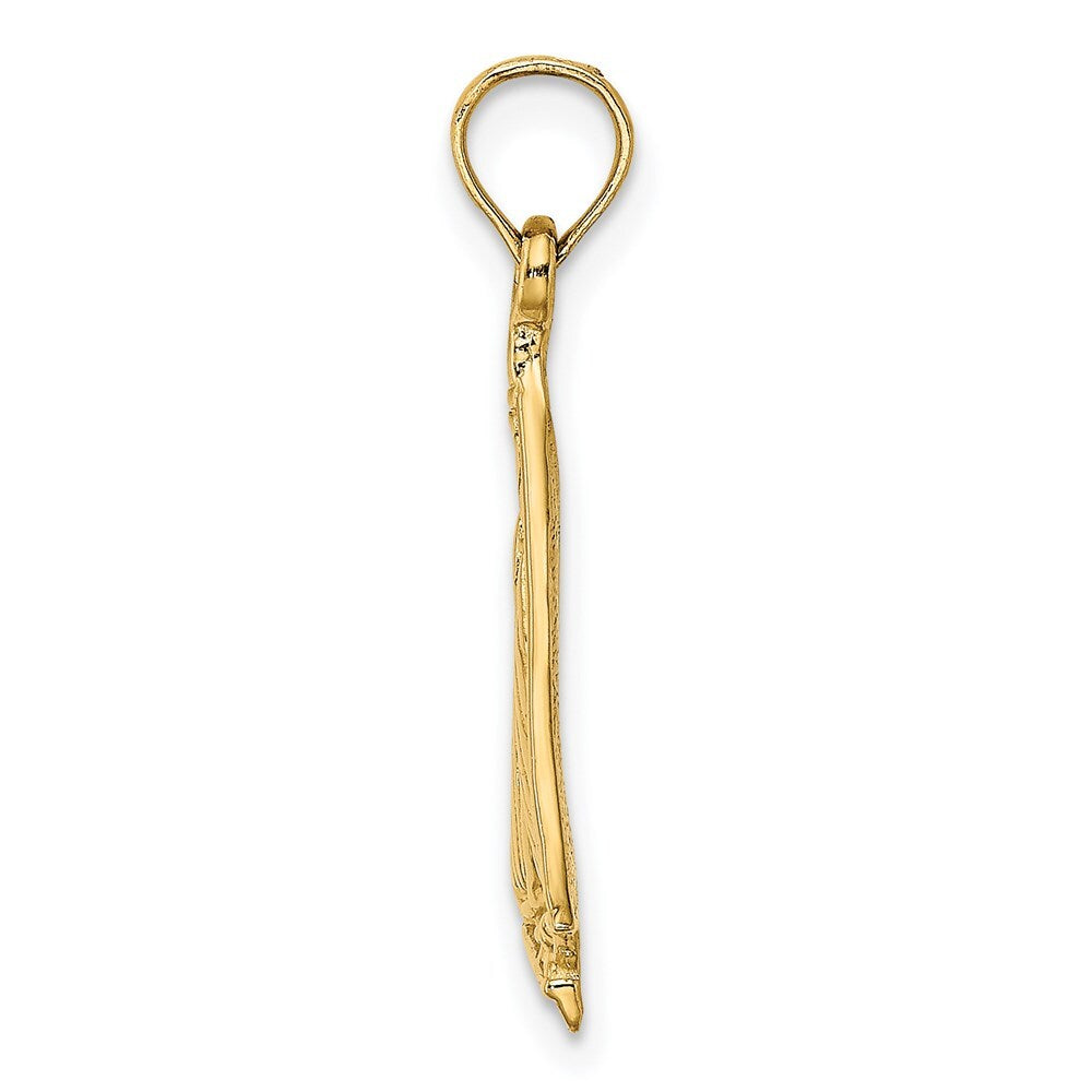 14k Yellow Gold Polished and Textured Sailboat Charm Pendant for Women