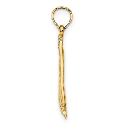 14k Yellow Gold Polished and Textured Sailboat Charm Pendant for Women