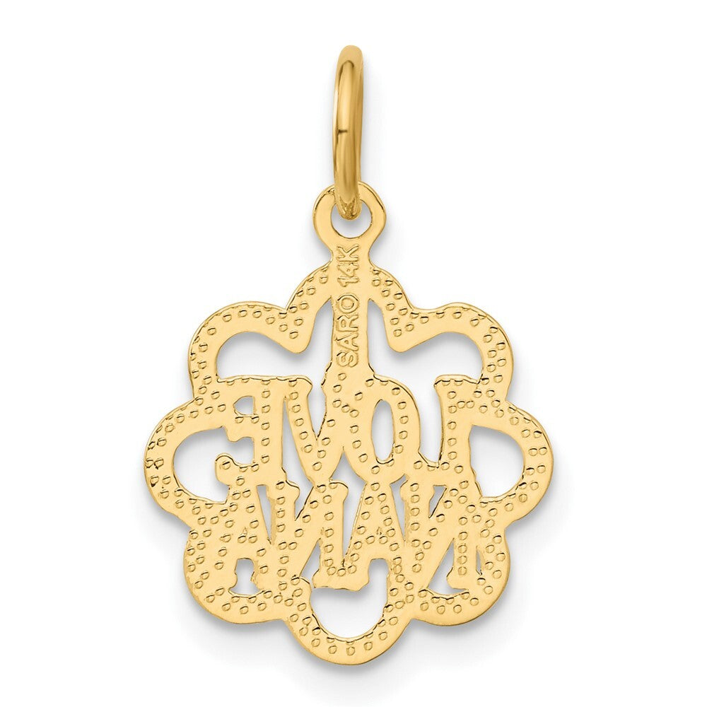 14k Yellow Gold I LOVE NANA Charm Pendant for Women