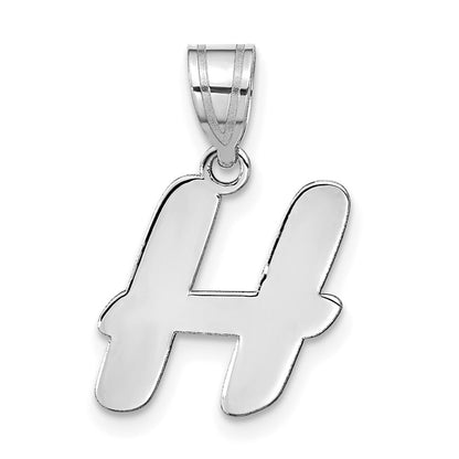 14k White Gold Polished Script Letter H Initial Pendant for Women