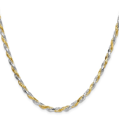 Sterling Silver And Vermeil 3.5mm Diamond-cut Rope Chain Necklace