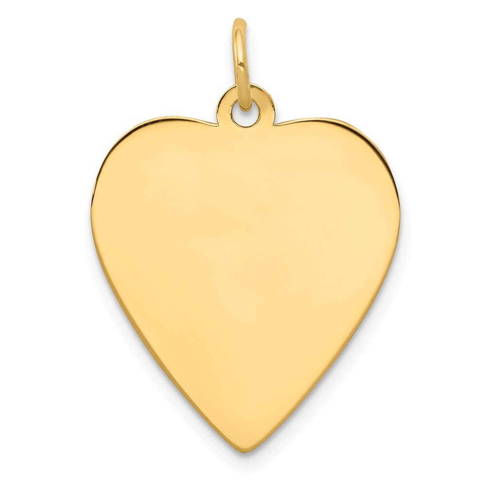 14k Yellow Gold Plain .035 Gauge Engravable Heart Disc Charm