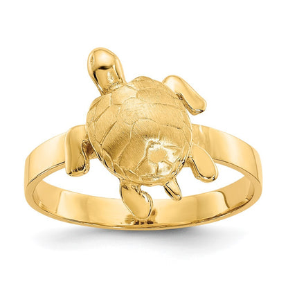 14K Yellow Gold Gold Polished / Textured Sea Turtle Ring