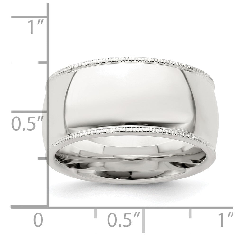 Sterling Silver 10mm Comfort Fit Half Round Milgrain Size 8 Band