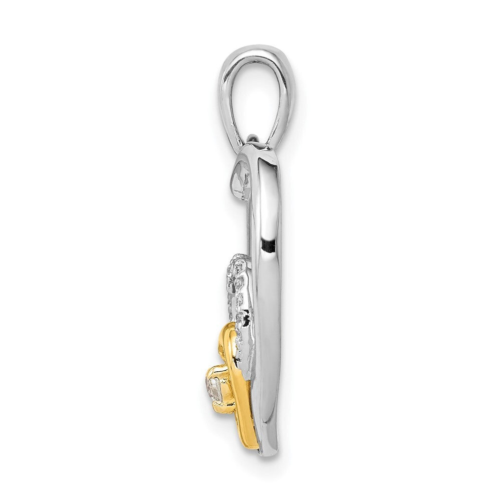 14k Two-tone Gold 1/15ct. Diamond Triple Heart Pendant for Women
