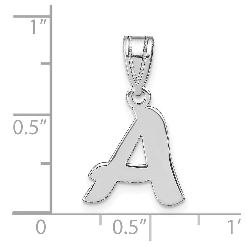 14k White Gold Polished Script Letter A Initial Pendant