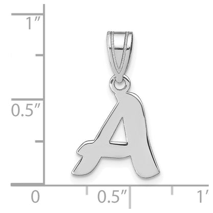 14k White Gold Polished Script Letter A Initial Pendant