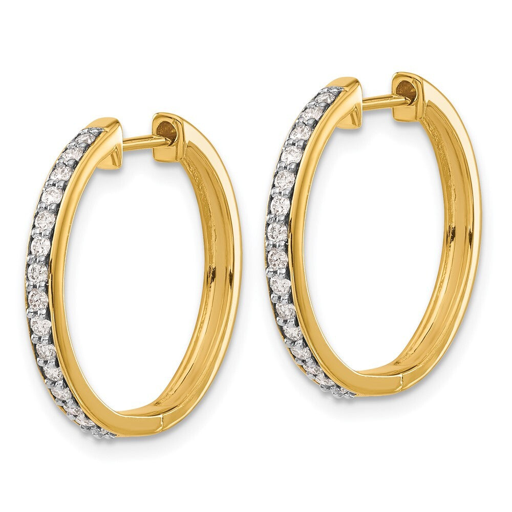 14k Yellow Gold Diamond Hinged Hoop Earrings