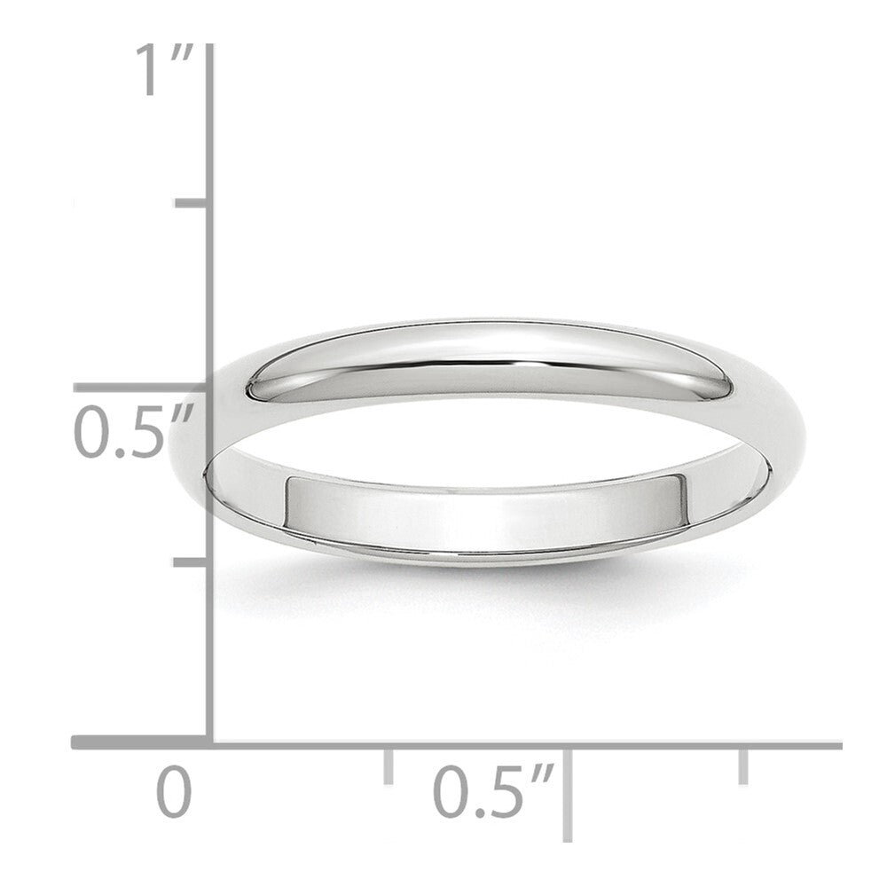 Platinum 3mm Half Round Wedding Band Ring Size 11