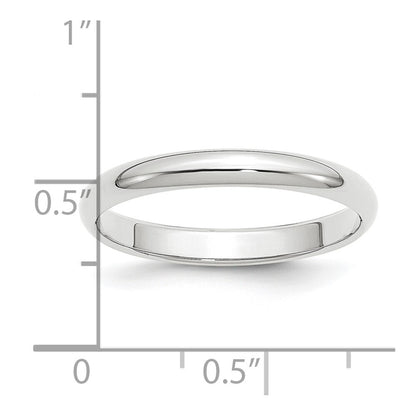 Platinum 3mm Half Round Wedding Band Ring Size 11