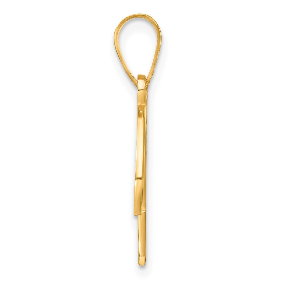 14k Yellow Gold Script Letter V Initial Pendant with Diamond