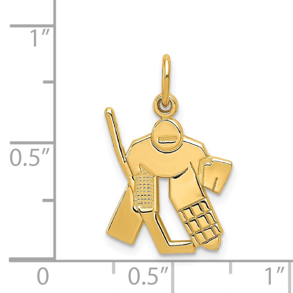14k Yellow Gold Hockey Goalie Charm Pendant