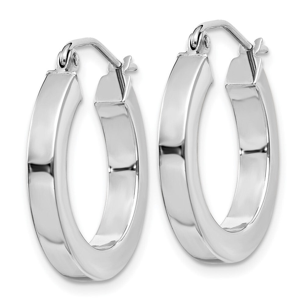 14k White Gold Square Tube Hoop Earrings Gift for Women
