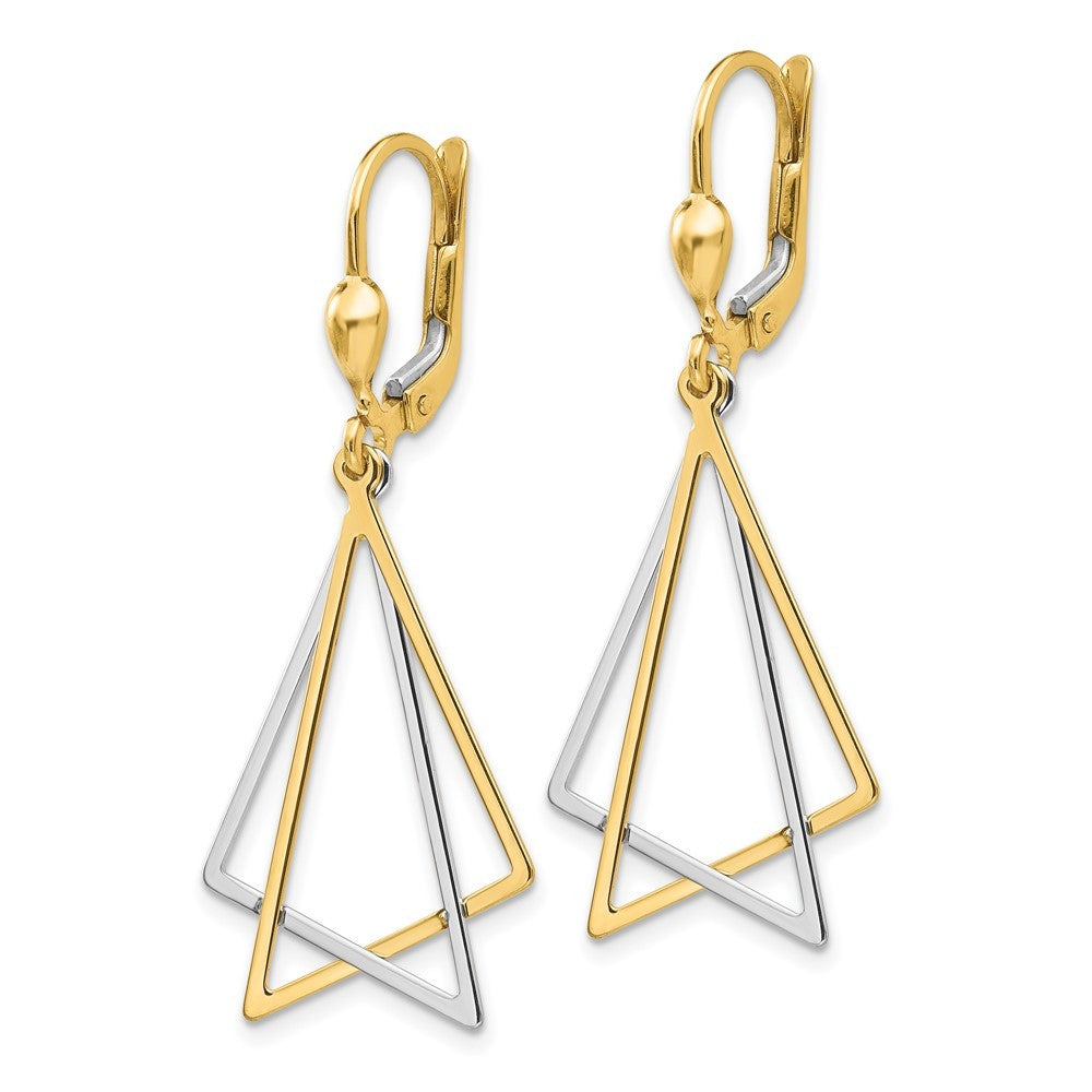 14k Two-tone Drop Dangle Drop Earrings