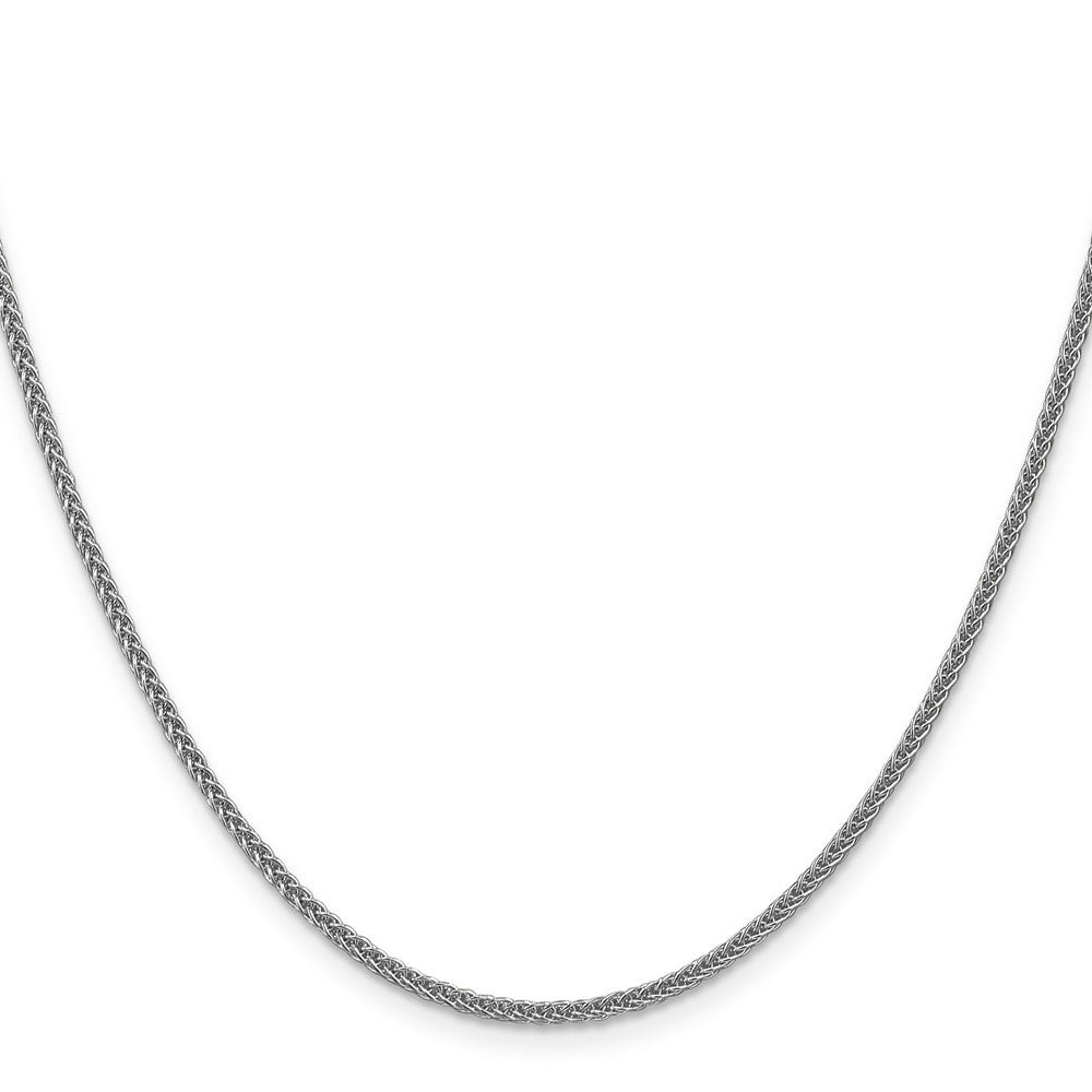 14K White Gold 18 inch 2mm Semi-Solid 3-Wire Wheat Chain Necklace