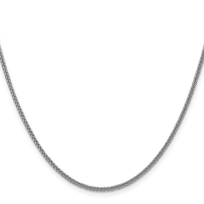 14K White Gold 18 inch 2mm Semi-Solid 3-Wire Wheat Chain Necklace