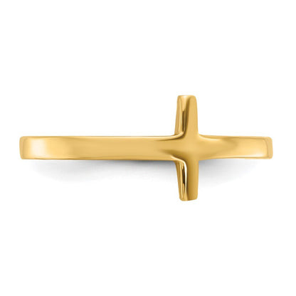 14K Yellow Gold Sideways Cross Ring
