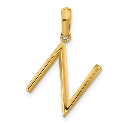 14k Yellow Gold Fancy Letter N