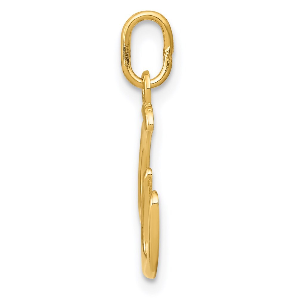 14k Yellow Gold Letter W Initial Charm Pendant for Women