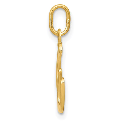 14k Yellow Gold Letter W Initial Charm Pendant for Women