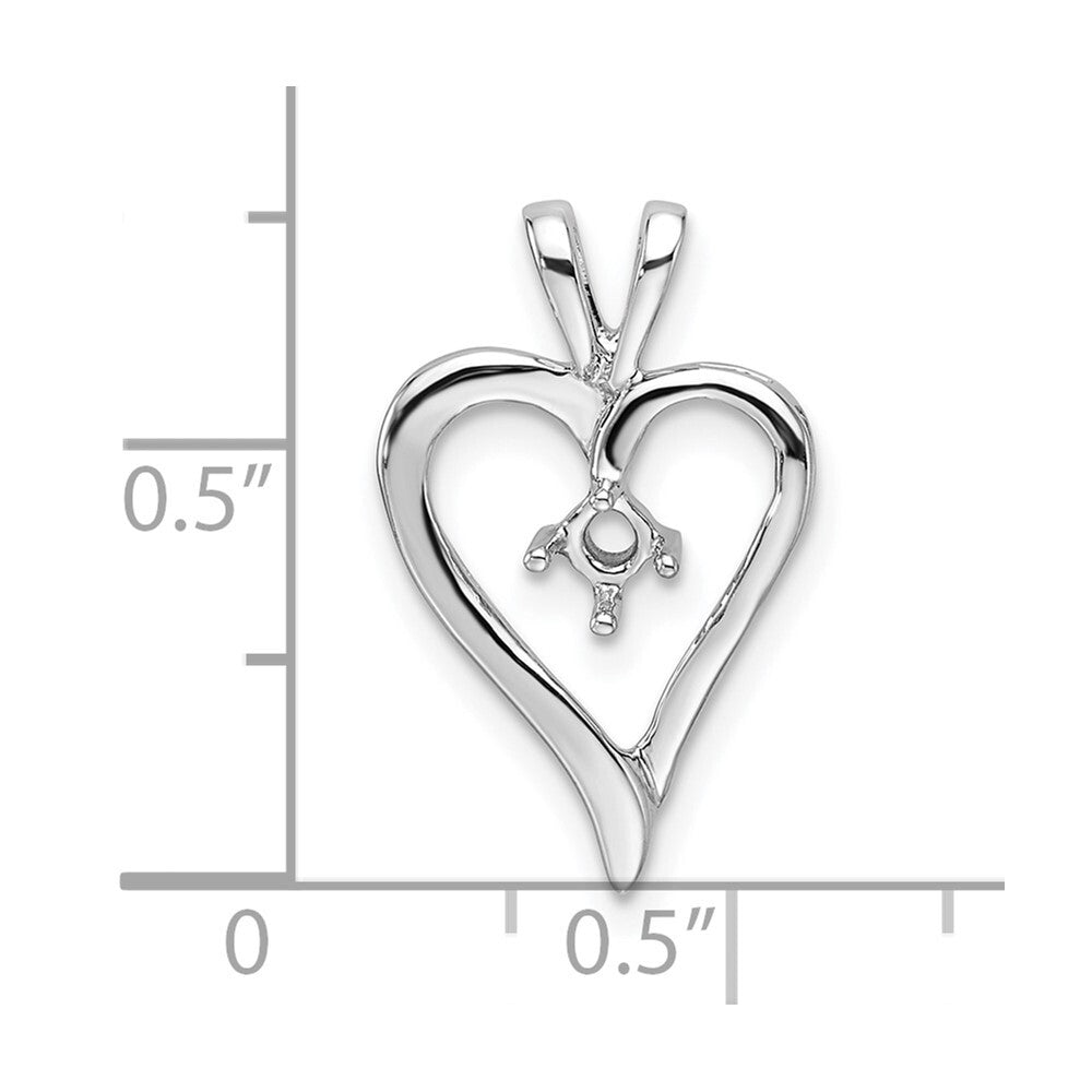14k White Gold Heart Pendant Mounting for Women
