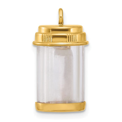 14k Yellow Gold Fancy Pill Bottle Pendant for Women