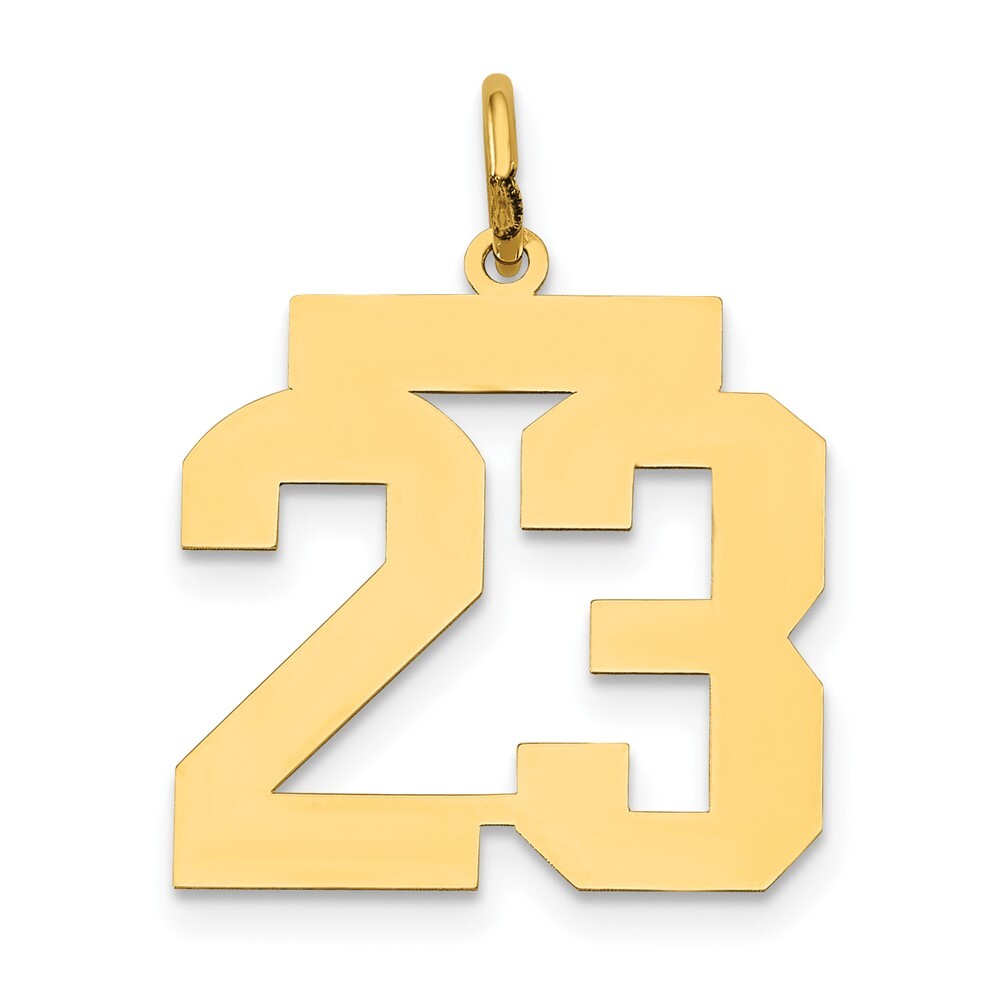 14k Yellow Gold Medium Polished Number 23 Charm Pendant for Women