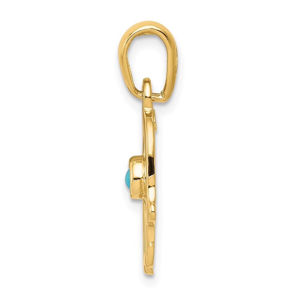 14k Yellow Gold Turquoise Chamseh Pendant for Women