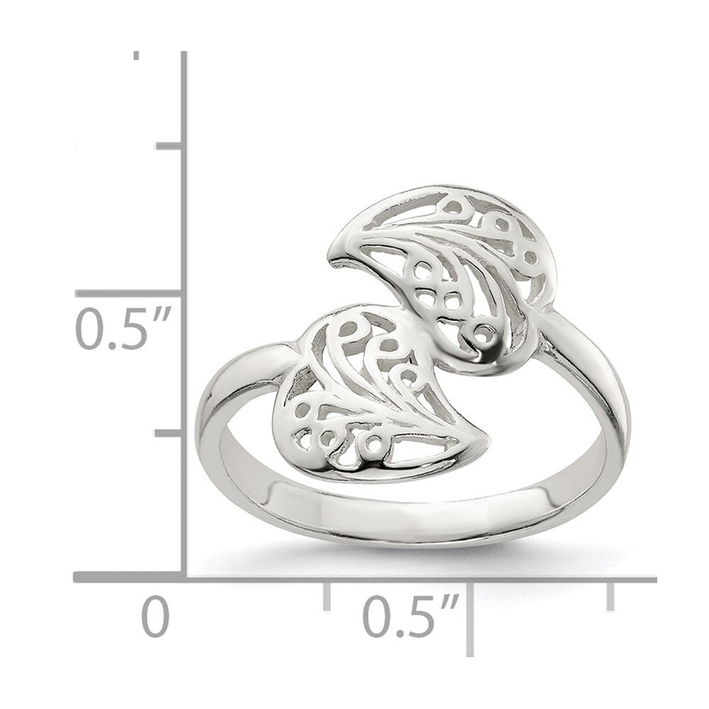 Sterling Silver Polished Filigree Ring Size 7