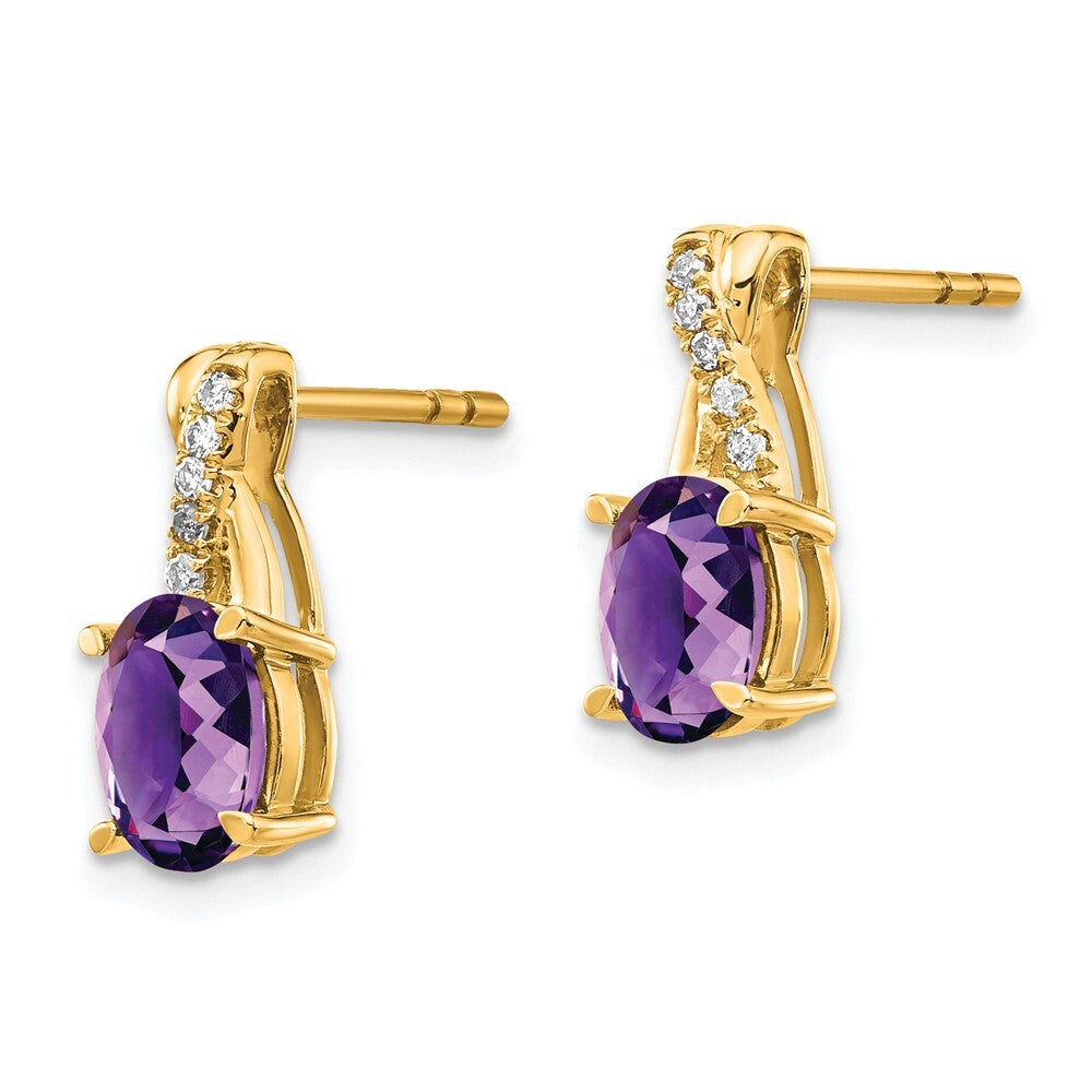14k Yellow Gold Amethyst and Diamond Drop & Dangle Earrings