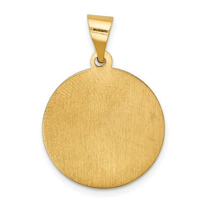 14k Yellow Gold Polished and Satin Our Lady of Lourdes Medal Hollow Pendant