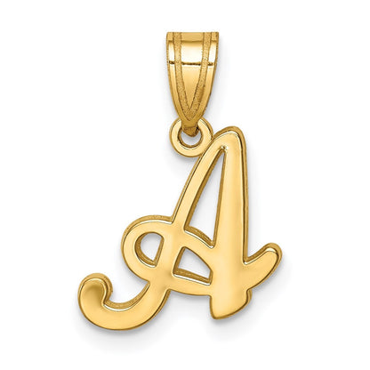 14k Yellow Gold Script Letter A Initial Pendant