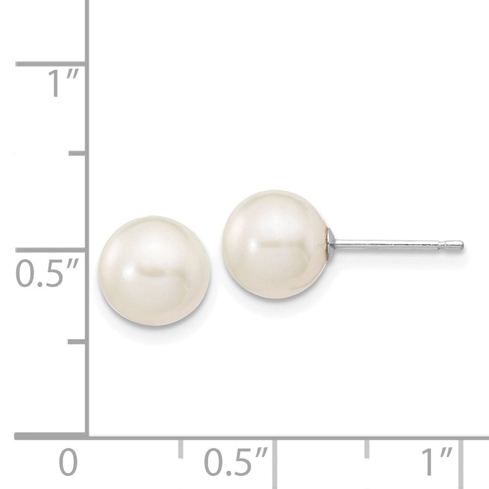 14k White Gold 7-8mm White Round Freshwater Cultured Pearl Stud Earrings