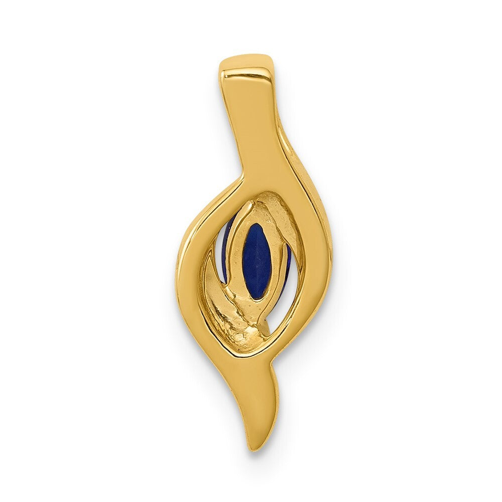 14k Yellow Gold Diamond and Marquise .29 Sapphire Pendant for Women