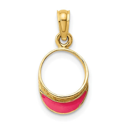 14k Yellow Gold Fuschia Enameled Beach Sun Visor Charm