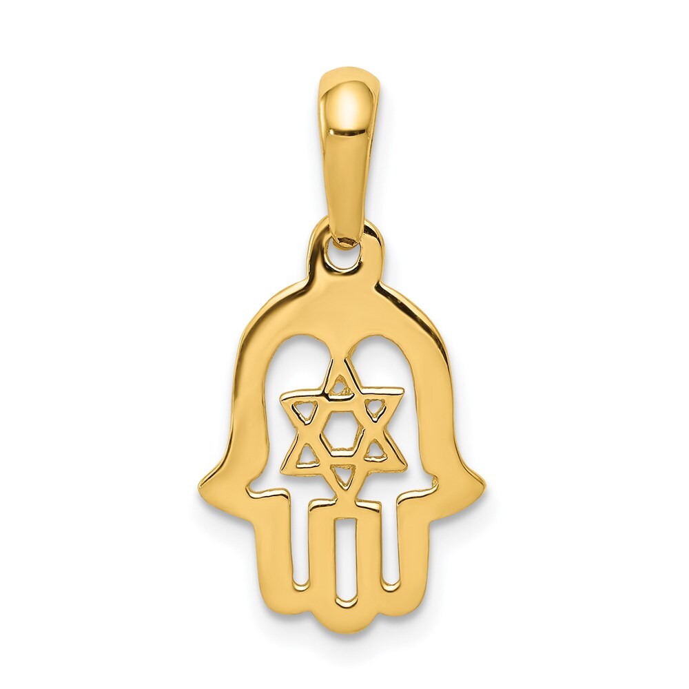 14k Yellow Gold Star of David Chamseh Pendant for Women