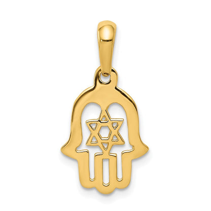 14k Yellow Gold Star of David Chamseh Pendant for Women