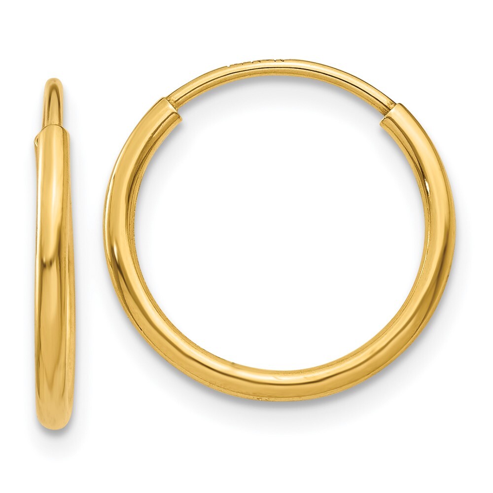 14k Yellow Gold 1.25mm Endless Hoop Earring Gift for Women