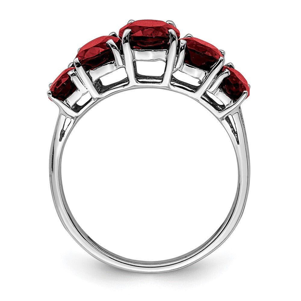 Sterling Silver Rhodium Garnet Ring Size 6