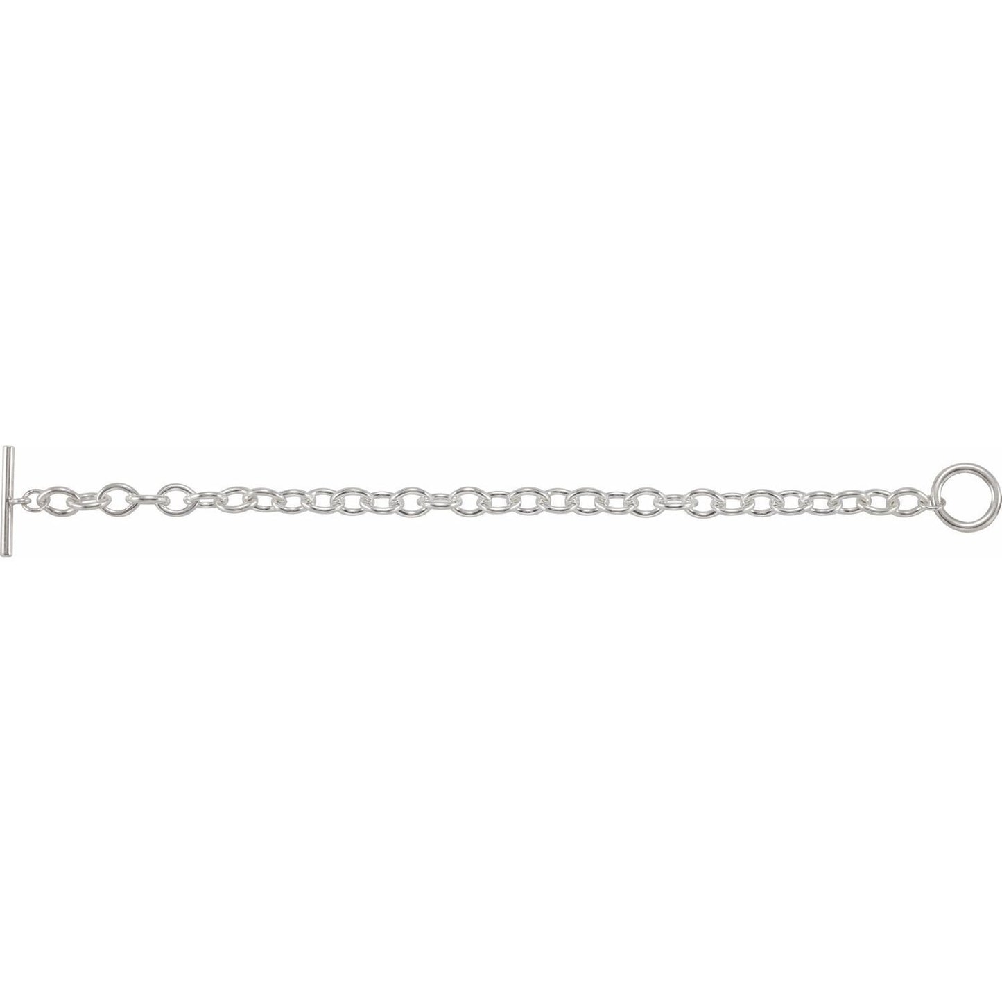 Sterling Silver 7 mm Charm Cable 8" Bracelet Gift for Women