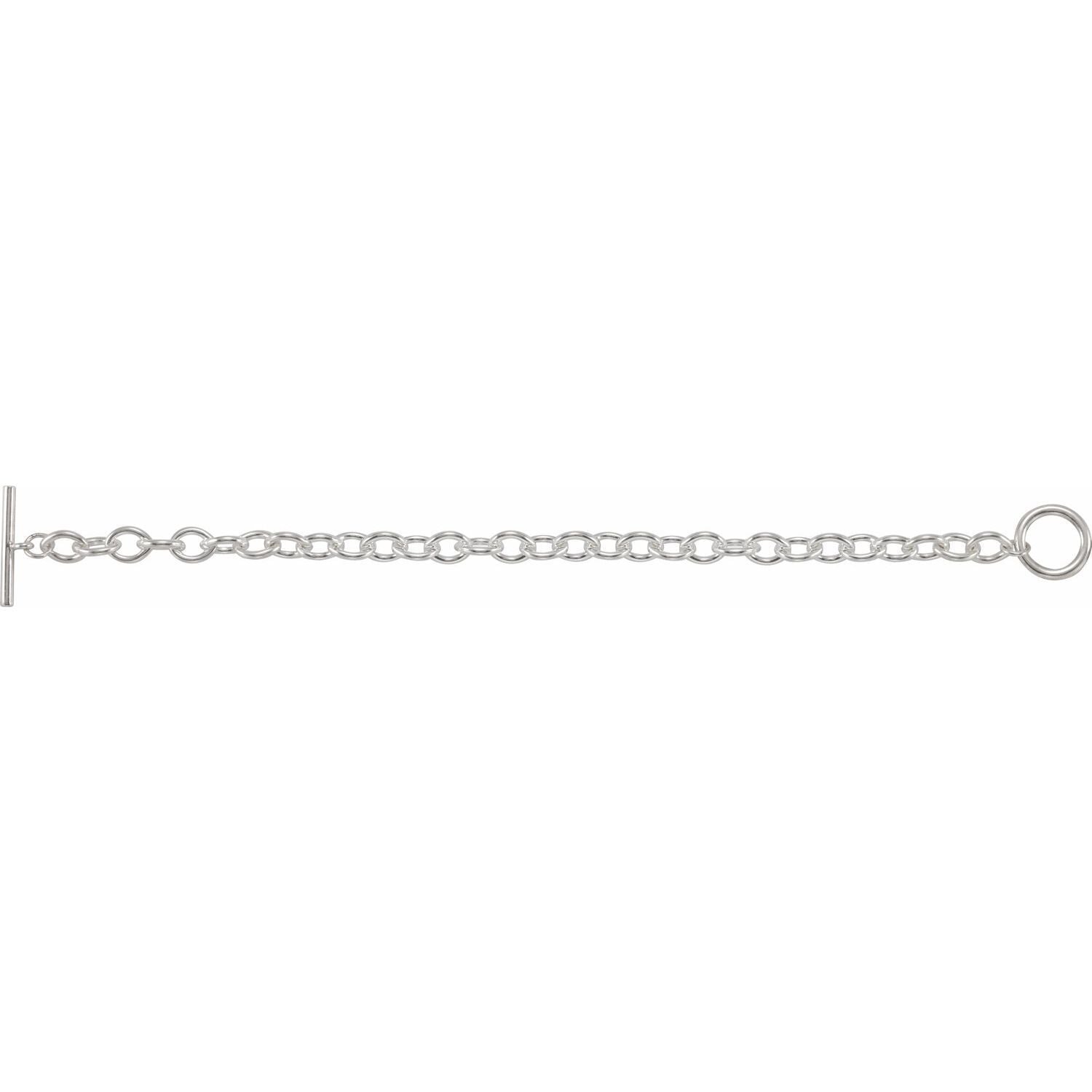 Sterling Silver 7 mm Charm Cable 8" Bracelet Gift for Women